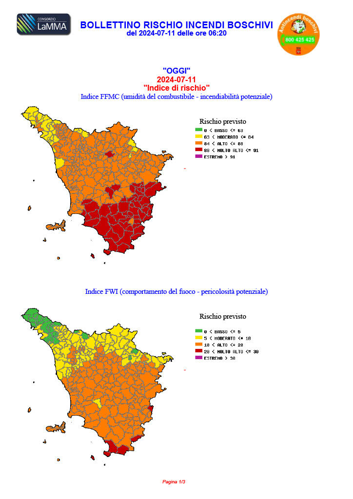 RISCHIO INCENDI BOSCHIVI – livello alto